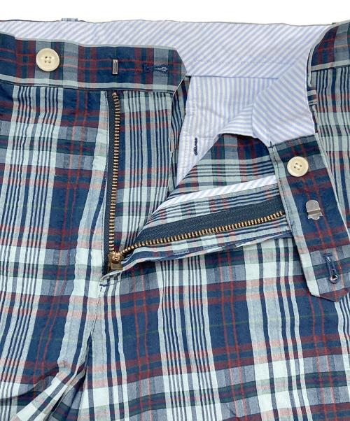 BROOKS BROTHERS（ブルックスブラザーズ）BROOKS BROTHERS (ブルックスブラザーズ) コットン シアサッカー マドラスチェック プレーンフロント 7inショーツ ネイビー サイズ:W34 未使用品の古着・服飾アイテム