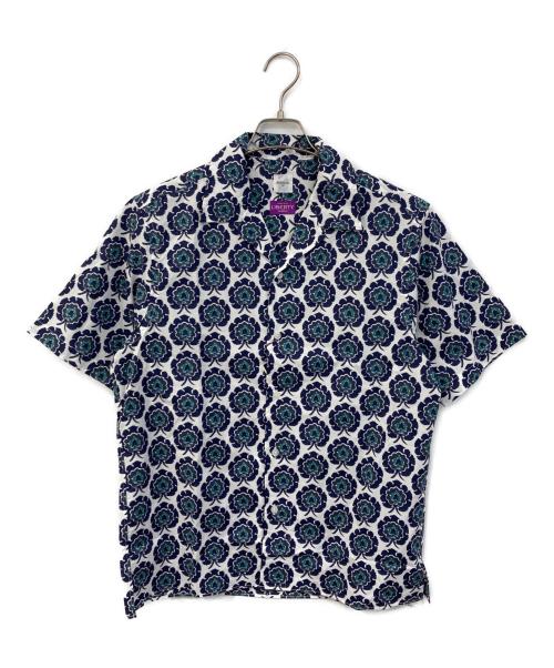 EDIFICE（エディフィス）EDIFICE (エディフィス) LIBERTY  パターン プリント オープンカラー 半袖シャツ ホワイト サイズ:SIZE M 未使用品の古着・服飾アイテム
