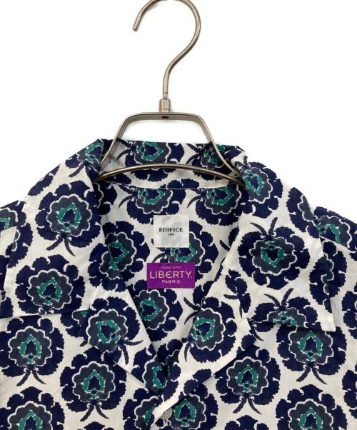 EDIFICE（エディフィス）EDIFICE (エディフィス) LIBERTY  パターン プリント オープンカラー 半袖シャツ ホワイト サイズ:SIZE M 未使用品の古着・服飾アイテム