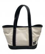 PORTER GIRLポーターガール）の古着「BOYFRIEND TOTE  TOTE BAG/ボーイフレンド トート トートバッグ」｜ホワイト×ブラック