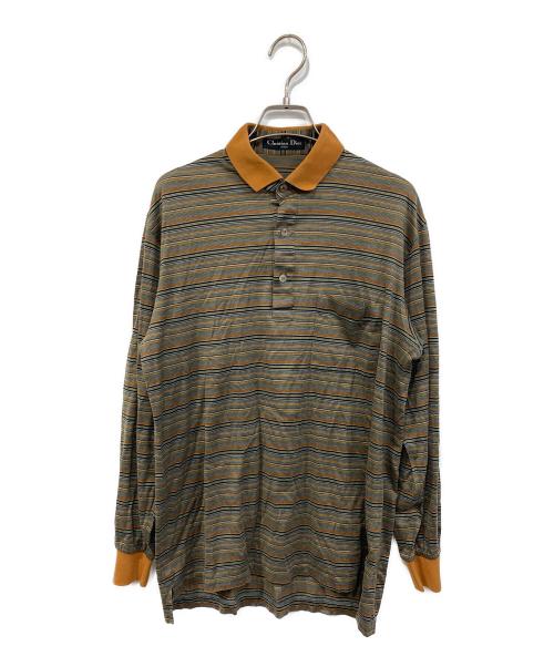 Christian Dior（クリスチャン ディオール）Christian Dior (クリスチャン ディオール) ボーダーポロシャツ ブラウン サイズ:SIZE Mの古着・服飾アイテム