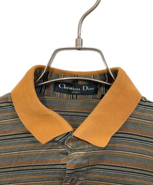 Christian Dior（クリスチャン ディオール）Christian Dior (クリスチャン ディオール) ボーダーポロシャツ ブラウン サイズ:SIZE Mの古着・服飾アイテム