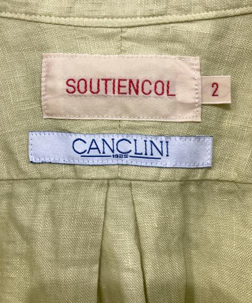 SOUTIENCOL（スティアンコル）SOUTIENCOL (スティアンコル) リネンプルオーバーシャツ グリーン サイズ:2の古着・服飾アイテム