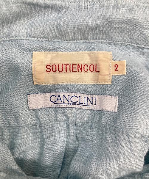 SOUTIENCOL（スティアンコル）SOUTIENCOL (スティアンコル) リネンプルオーバーシャツ ブルー サイズ:2の古着・服飾アイテム