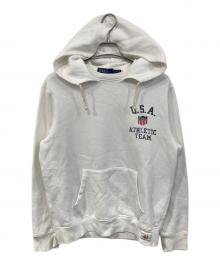 POLO RALPH LAUREN（ポロ・ラルフローレン）の古着「Shield Fleece Hoodie/シールド フリース フーディー」｜ホワイト