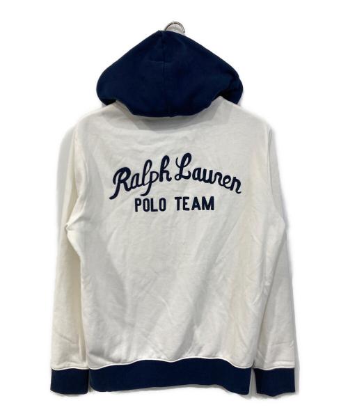 POLO RALPH LAUREN（ポロ・ラルフローレン）POLO RALPH LAUREN (ポロ・ラルフローレン) ロゴネーム刺繍ジップパーカー ホワイト サイズ:SIZE Mの古着・服飾アイテム