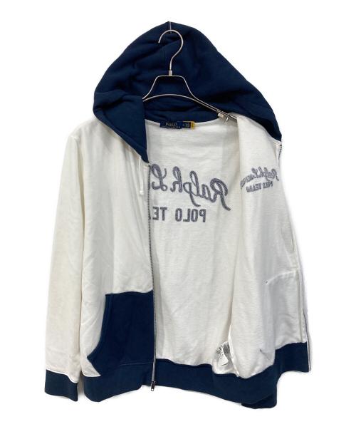POLO RALPH LAUREN（ポロ・ラルフローレン）POLO RALPH LAUREN (ポロ・ラルフローレン) ロゴネーム刺繍ジップパーカー ホワイト サイズ:SIZE Mの古着・服飾アイテム