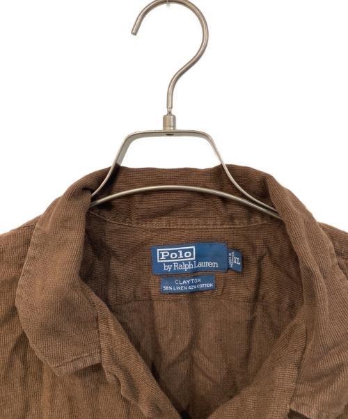 POLO RALPH LAUREN（ポロ・ラルフローレン）POLO RALPH LAUREN (ポロ・ラルフローレン) CRAYTON コットンリネンシャツ ブラウン サイズ:SIZE XLの古着・服飾アイテム
