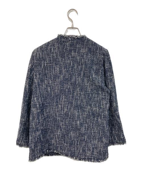 La TOTALITE（ラ ト―タリテ）La TOTALITE (ラ ト―タリテ) ミックス ツィード ノーカラージャケット ネイビー サイズ:FREEの古着・服飾アイテム