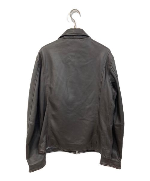 TK TAKEO KIKUCHI（ティーケー タケオキクチ）TK TAKEO KIKUCHI (ティーケー タケオキクチ) ラムレザーシングルライダースジャケット ブラウン サイズ:Ｌの古着・服飾アイテム