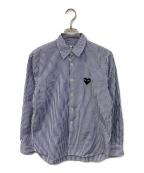 PLAY COMME des GARCONSプレイコムデギャルソン）の古着「Stripe Shirt With Black Emblem Pattern A」｜ブルー