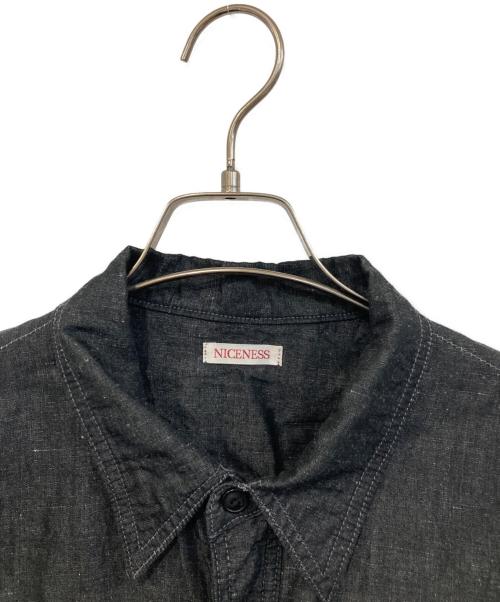 NICENESS（ナイスネス）NICENESS (ナイスネス) モリーナ  シャンブレーワークシャツ ブラック サイズ:SIZE Lの古着・服飾アイテム