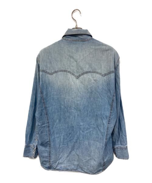 HUSBANDS（ハズバンズ）HUSBANDS (ハズバンズ) 別注 western shirt in denim/ウエスタン シャツ イン デニム インディゴ サイズ:SIZE 42の古着・服飾アイテム