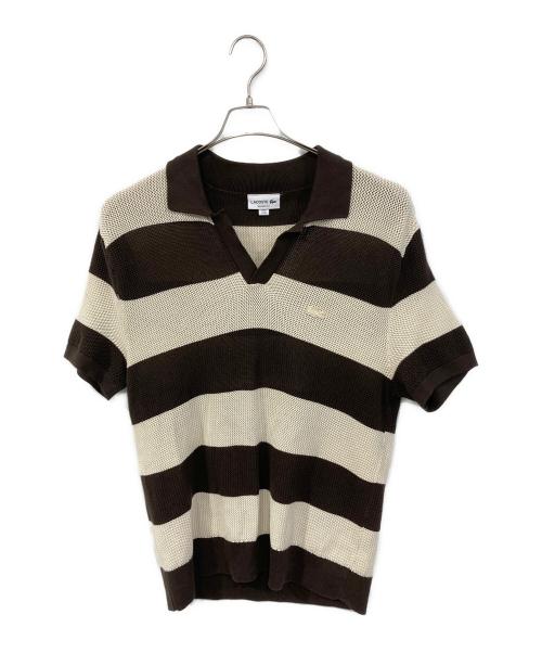 LACOSTE（ラコステ）LACOSTE (ラコステ) ポロシャツ アイボリー×ブラウン サイズ:SIZE Mの古着・服飾アイテム