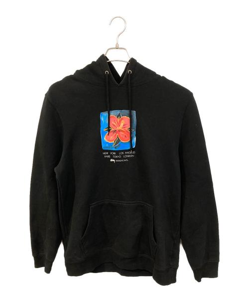 stussy（ステューシー）stussy (ステューシー) Hibiscus Hoodieハイビスカスフーディ ブラック サイズ:Mの古着・服飾アイテム