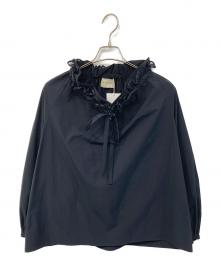 UNITED ARROWS（ユナイテッドアローズ）の古着「オーガンジーフリルリボンブラウス」｜ネイビー