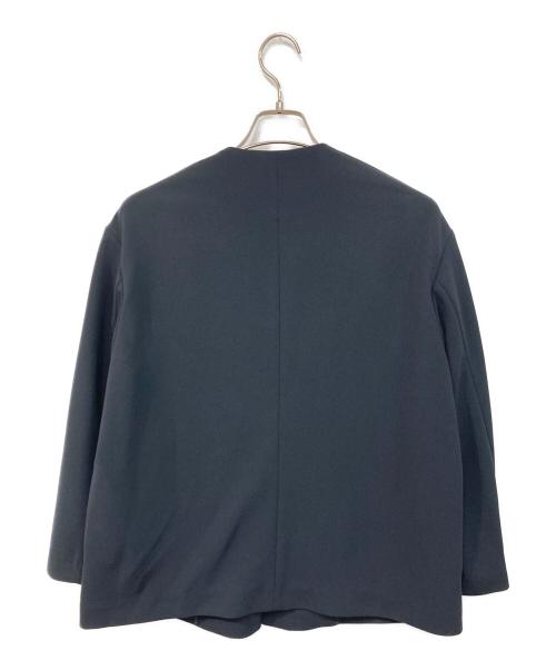 BALLSEY（ボールジィ）BALLSEY (ボールジィ) ジョーゼットジャージー ノーカラージャケット ネイビー サイズ:36の古着・服飾アイテム