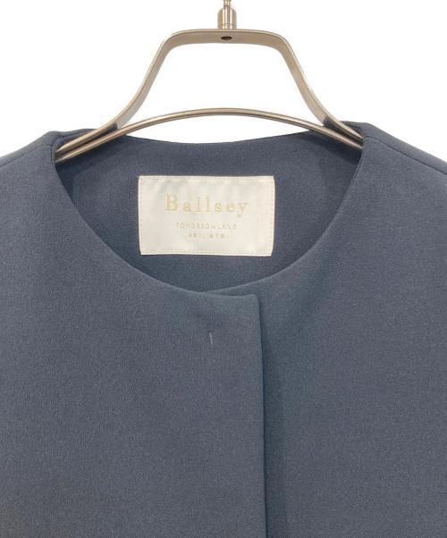 BALLSEY（ボールジィ）BALLSEY (ボールジィ) ジョーゼットジャージー ノーカラージャケット ネイビー サイズ:36の古着・服飾アイテム