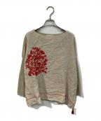 BEARDSLEYビアズリー）の古着「サークル刺繍ニット」｜ベージュ