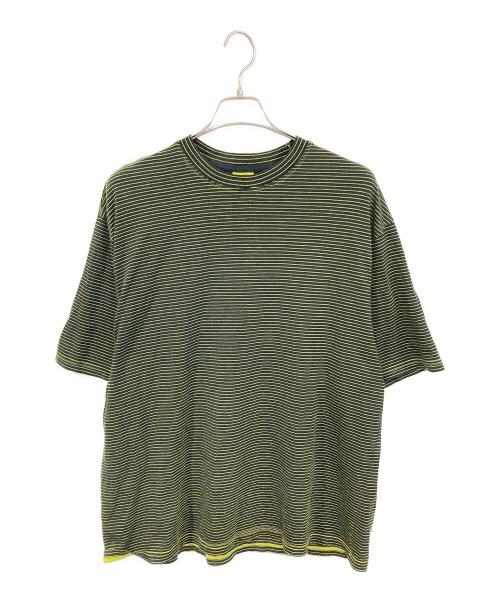 Yonetomi（ヨネトミ）yonetomi (ヨネトミ) ボーダーTシャツ ブラック×イエロー サイズ:SIZE 4の古着・服飾アイテム