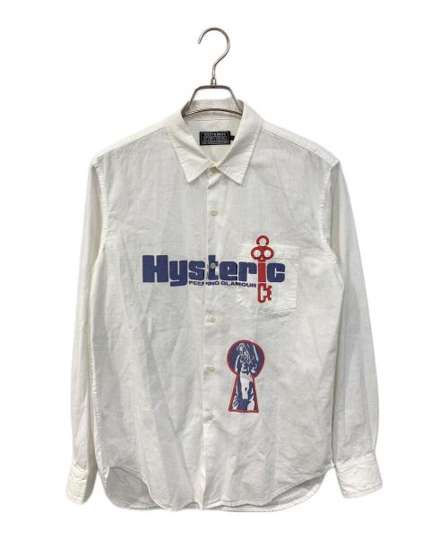 Hysteric Glamour（ヒステリックグラマー）Hysteric Glamour (ヒステリックグラマー) PEEPING GLOMOUR/ピーピング グラマー レギュラーカラーシャツ ホワイト サイズ:SIZE Sの古着・服飾アイテム