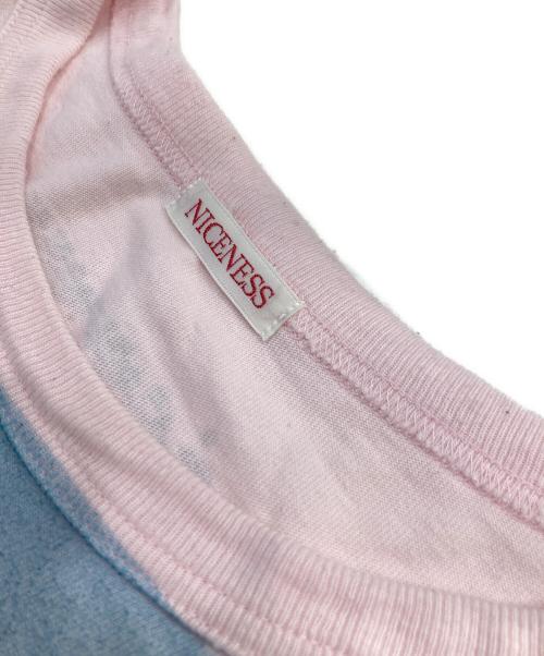 NICENESS（ナイスネス）NICENESS (ナイスネス) ED ハンドステンシルプリント Tee ピンク サイズ:SIZE Lの古着・服飾アイテム