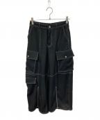 MAISON SPECIALメゾンスペシャル）の古着「Zip Design Satin Cargo Pants」｜ブラック