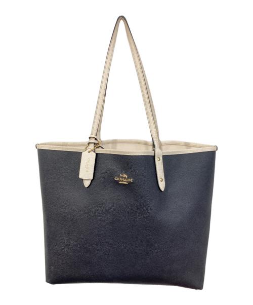 COACH（コーチ）COACH (コーチ) リバーシブルトートバッグ アイボリー×ブラックの古着・服飾アイテム