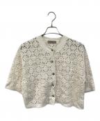 JUSGLITTYジャスグリッティー）の古着「柄編みハーフスリーブニットジャケット」｜ホワイト
