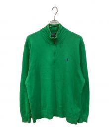 POLO RALPH LAUREN（ポロ・ラルフローレン）の古着「ハーフジップニット」｜グリーン