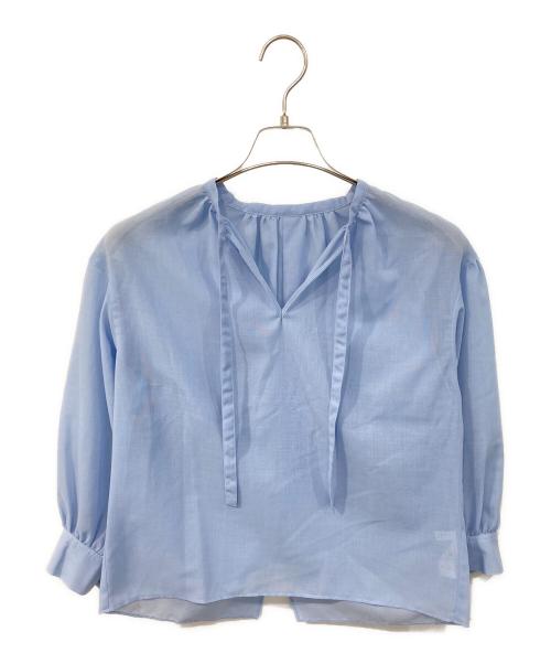 MACPHEE（マカフィー）MACPHEE (マカフィー) ポリステルウールボイル ボウタイブラウス ブルー サイズ:SIZE 36の古着・服飾アイテム