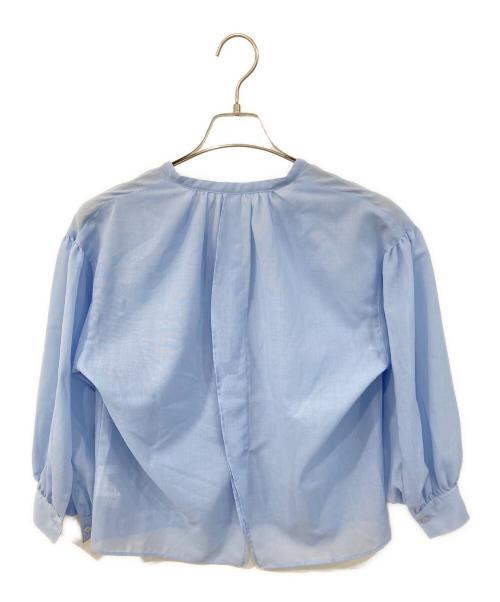 MACPHEE（マカフィー）MACPHEE (マカフィー) ポリステルウールボイル ボウタイブラウス ブルー サイズ:SIZE 36の古着・服飾アイテム
