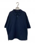 SOPHNET.ソフネット）の古着「HIGH GAUGE WAVE STRIPE HEM CORD S/S/ハイ ゲージ ウェーブ ストライプ ヘム コード ショートスリーブ プルオーバー シャツ 」｜ネイビー