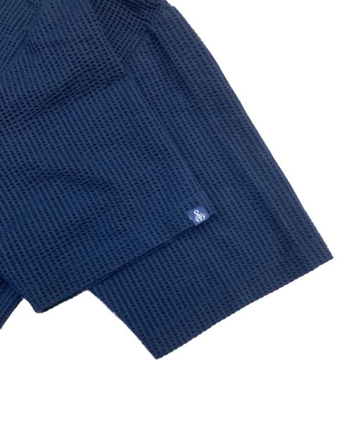 SOPHNET.（ソフネット）SOPHNET. (ソフネット) HIGH GAUGE WAVE STRIPE HEM CORD S/S/ハイ ゲージ ウェーブ ストライプ ヘム コード ショートスリーブ プルオーバー シャツ  ネイビー サイズ:SIZE Lの古着・服飾アイテム