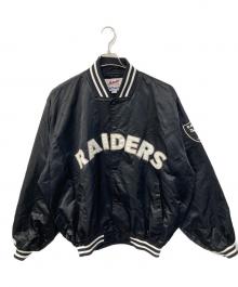 Majestic（マジェスティック）の古着「NFL RAIDERS NYLON JACKET/ライダースナイロンジャケット」｜ブラック