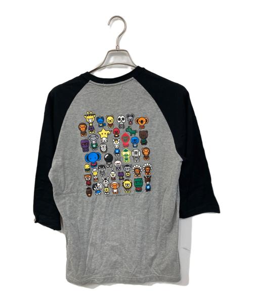 A BATHING APE（アベイシングエイプ）A BATHING APE (アベイシングエイプ) ラグランカットソー グレー×ブラック サイズ:SIZE XLの古着・服飾アイテム