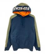 SUPREMEシュプリーム）の古着「Paneled Hooded Sweatshirt/パネルド・フーデッド・スウェットシャツ」｜ネイビー×カーキ