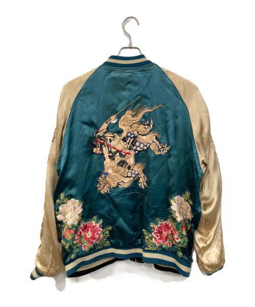 百花繚乱（ヒャッカリョウラン）百花繚乱 (ヒャッカリョウラン) リバーシブルスカジャン ブラック×グリーン サイズ:SIZE XLの古着・服飾アイテム