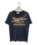 GUCCIグッチ）の古着「VINTAGE LOGO PRINT EMBROIDERY TEE/ヴィンテージ・ロゴ・プリント・エンブロイダリー・ティー」｜ブラック