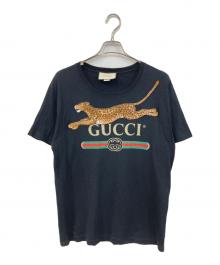 GUCCI（グッチ）の古着「VINTAGE LOGO PRINT EMBROIDERY TEE/ヴィンテージ・ロゴ・プリント・エンブロイダリー・ティー」｜ブラック