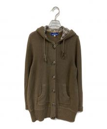 BURBERRY BLUE LABEL（バーバリー ブルー レーベル）の古着「フード付きニットカーディガン」｜ブラウン