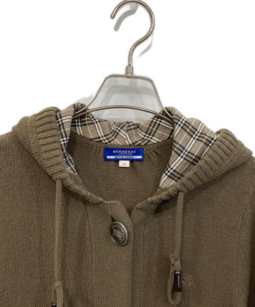 BURBERRY BLUE LABEL（バーバリー ブルー レーベル）BURBERRY BLUE LABEL (バーバリー ブルー レーベル) フード付きニットカーディガン ブラウン サイズ:38の古着・服飾アイテム