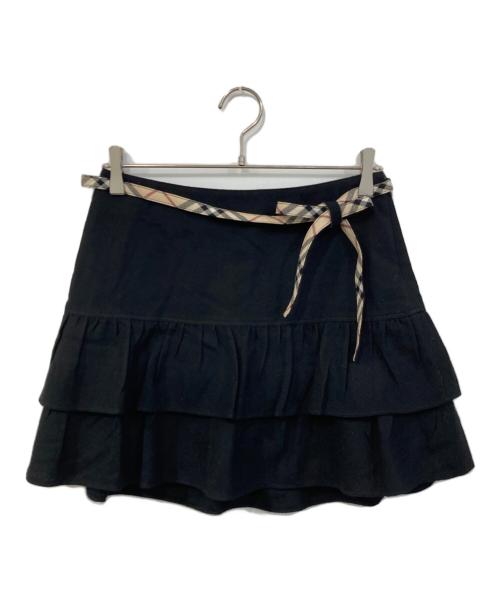 BURBERRY BLUE LABEL（バーバリー ブルー レーベル）BURBERRY BLUE LABEL (バーバリー ブルー レーベル) ウールミニスカート ブラック サイズ:SIZE 38の古着・服飾アイテム