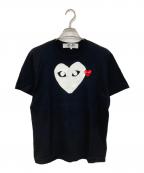 PLAY COMME des GARCONSプレイコムデギャルソン）の古着「ハートプリント&ワッペンTシャツ」｜ブラック