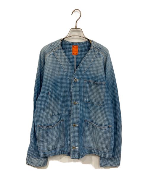 KATO（カトー）KATO (カトー) デニムノーカラージャケット インディゴ サイズ:Lの古着・服飾アイテム