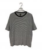 BATONERバトナ―）の古着「ボーダーリネンTシャツ」｜ブラック