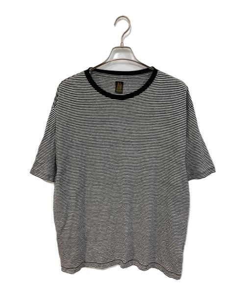 BATONER（バトナ―）BATONER (バトナ―) ボーダーリネンTシャツ ブラック サイズ:SIZE Lの古着・服飾アイテム