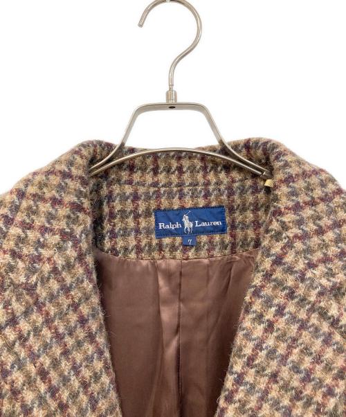 RALPH LAUREN（ラルフローレン）RALPH LAUREN (ラルフローレン) 千鳥柄ウールコート ブラウン サイズ:SIZE 7の古着・服飾アイテム