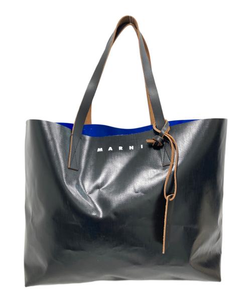 MARNI（マルニ）MARNI (マルニ) バイカラーPVCショッピングトートバッグ ブルー×ブラックの古着・服飾アイテム