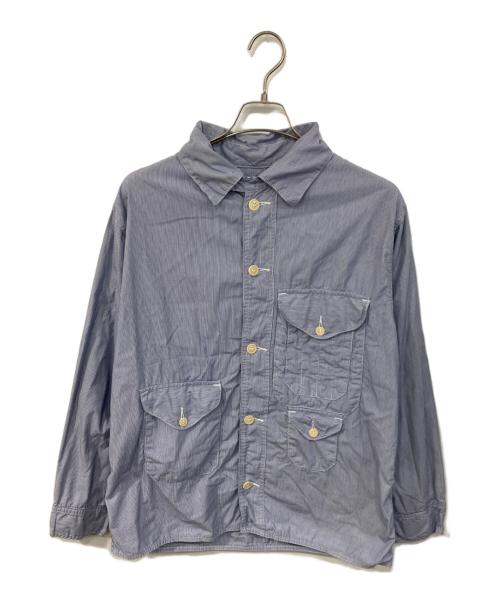 POST O'ALLS（ポストオーバーオールズ）POST O'ALLS (ポストオーバーオールズ) シャツジャケット ブルー×ホワイト サイズ:SIZE Lの古着・服飾アイテム